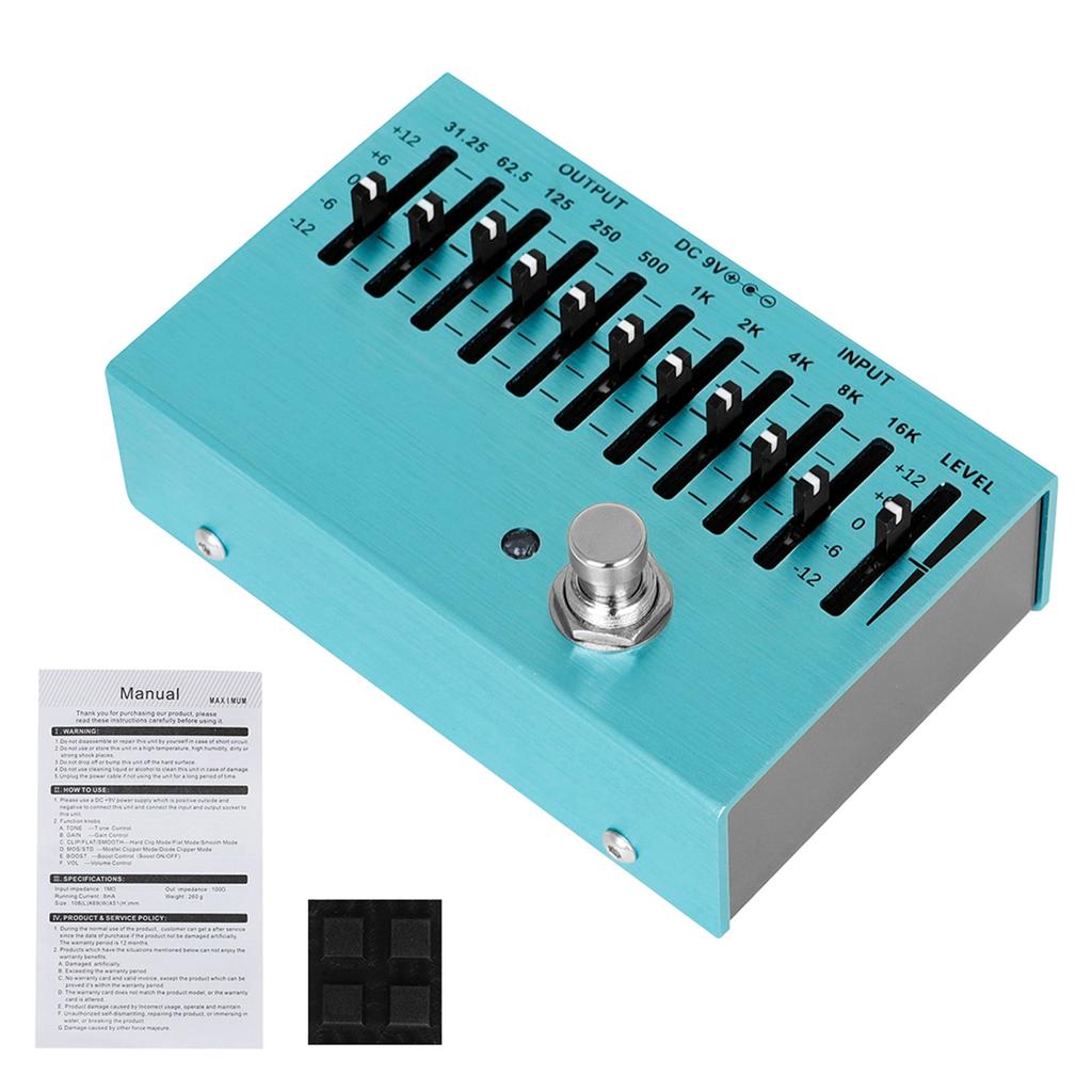 Multifunktionales 10-Band EQ Effektpedal Gitarreneffekte Klangqualitätsverbesserer Musikproduktionsausrüstung Tragbares EQ-Gerät