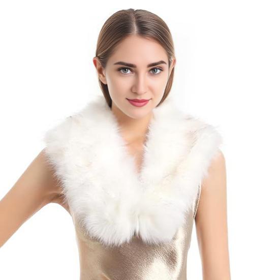 Faux Fur Scarf with Velvet Lining Invisible Fur Clip Artificial Fur Shawl Dresses Coats Fake Collar Neck Scarf