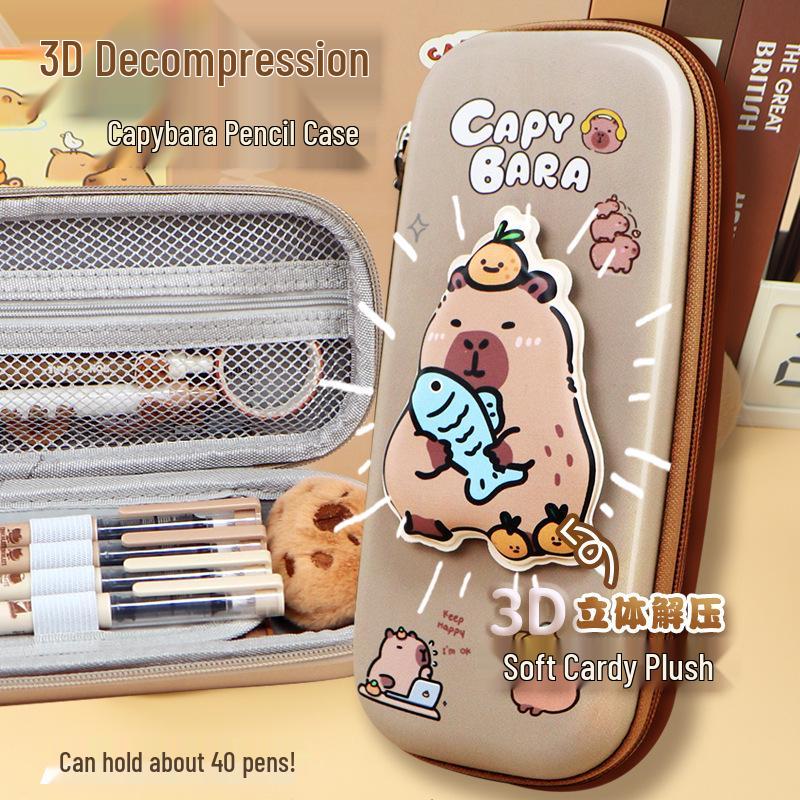2024 Cute Capybara Kids' Large Capacity Thickened Pencil Case