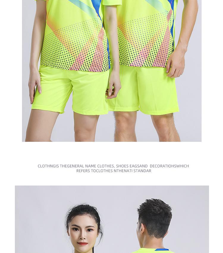 Pánské a dámské potištěné rychleschnoucí badmintonové sportovní oblečení a tréninkové tričko s krátkým rukávem na stolní tenis