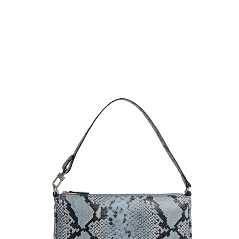 By Far Rachel Vintage Snake Print Leather Shoulder Bag Women Shoulder Bag Blue 19PFRCLSBURMED