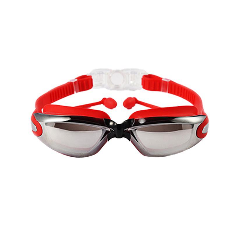 Water Sports Waterproof Anti-fog Swimming Glasses Large Frame with Silicone Earplugs Swimming Goggle