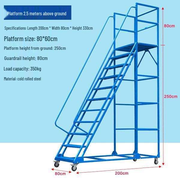 Mobile Extendable Ladder Truck for Warehouse and Supermarket Use