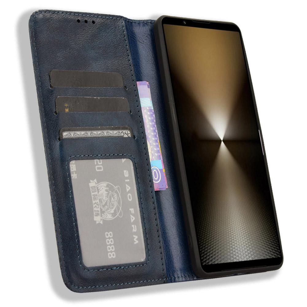 

For Sony Xperia 1 VI Leather Case Magnetic Closing Phone Cover with Wallet Blue