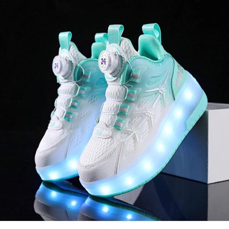 Kids Skate Shoes for LED Light Luminous Sneakers Two Wheels Shoes for Boys Girls with USB Charging