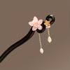 Sweet Romantic Style Cherry Blossom Ladies Wooden Hairpin High-end Ancient Style Tassel Cheongsam Hanfu Simple Hair Accessory