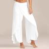 Women Fashion Casual High Slit Flowy Layered Palazzo Pants Loose Wide Leg Pants