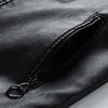 Men Jacket Color Block Slim Windproof Faux Leather Stand Collar Outerwear for Working