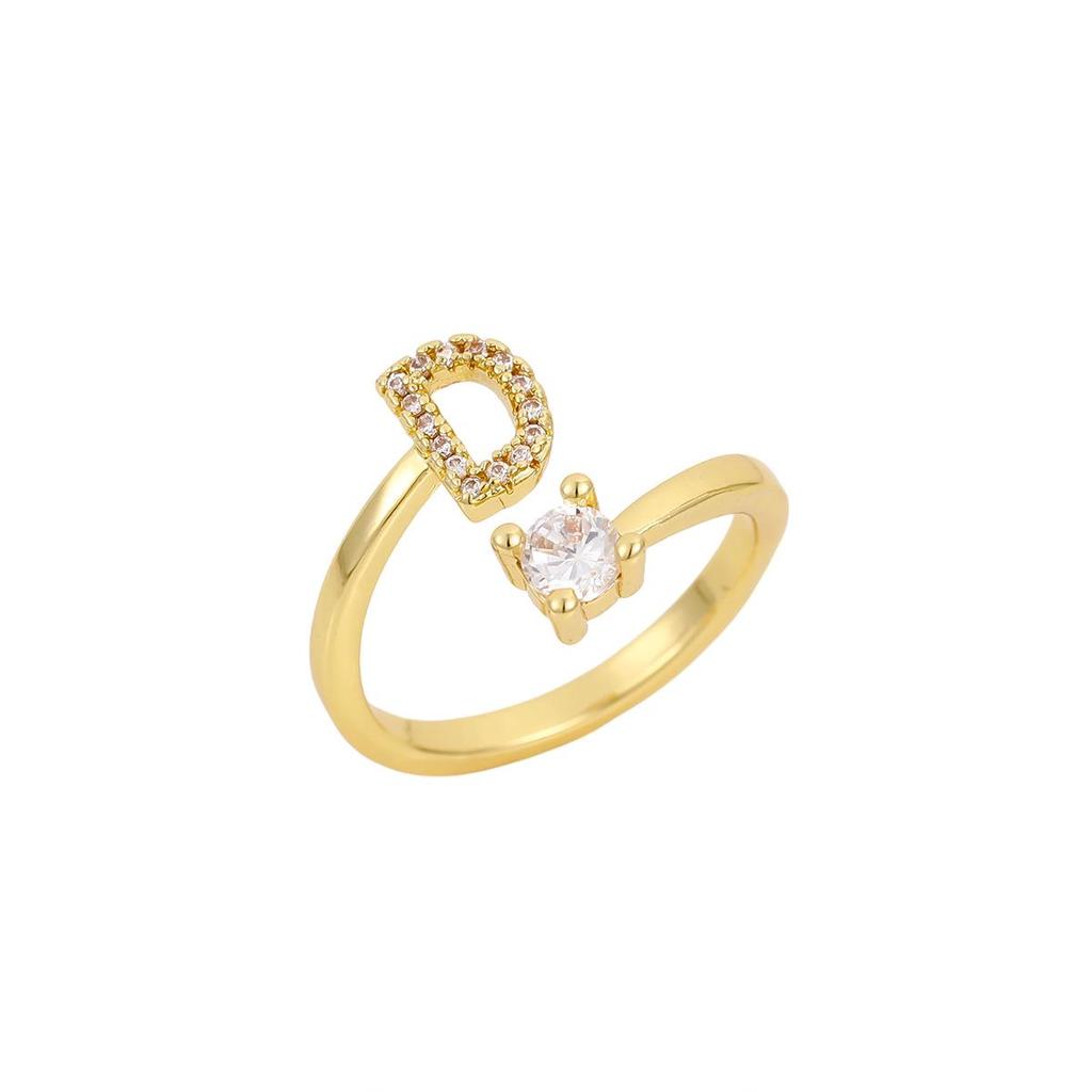26 Letters Adjustable Open Ring: Women's Niche Design for Index or Pinky Finger - Fashionable Korean Style
