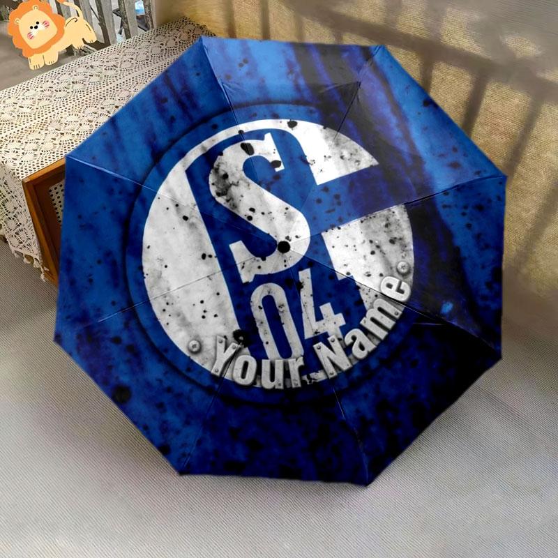 1 PC Automatic Folding Umbrella - FC Schalke 04 Custom Name Pattern, Portable & Foldable Design with 8 Ribs, Christmas Birthday Gifts