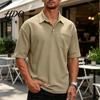 Men T-shirt with Buttons Golf Shirt Short Sleeve Collared T-Shirt Summer Tee