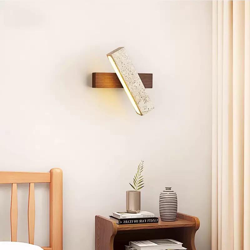 Wabi-Sabi Gelbe Travertin Nachttischlampe: Retro-Stil für Schlafzimmer & Wohnzimmer