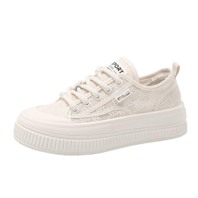 Niche design sense lace net white shoes women's summer breathable net shoes 2025 new casual board shoes canvas shoes