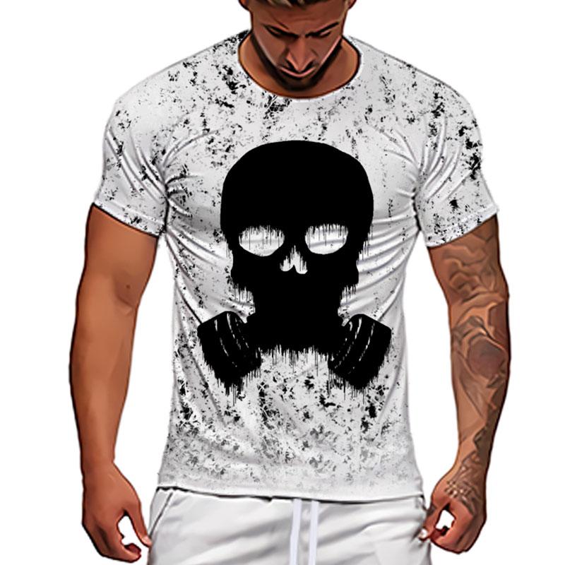 Men's Short Sleeved Gas Mask 3D Printed T-shirt Casual O-neck Polyester Soft Top Punk Motorcycle Trendsetter Clothing Multiple S
