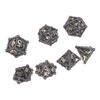 7pcs Metal Polyhedral Dice Pattern Engraved Game Props Brass Metal Dice for Board Games Role Play