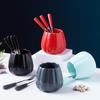 Zhi Shi Stainless Steel Fruit Fork Set with Ceramic Holder