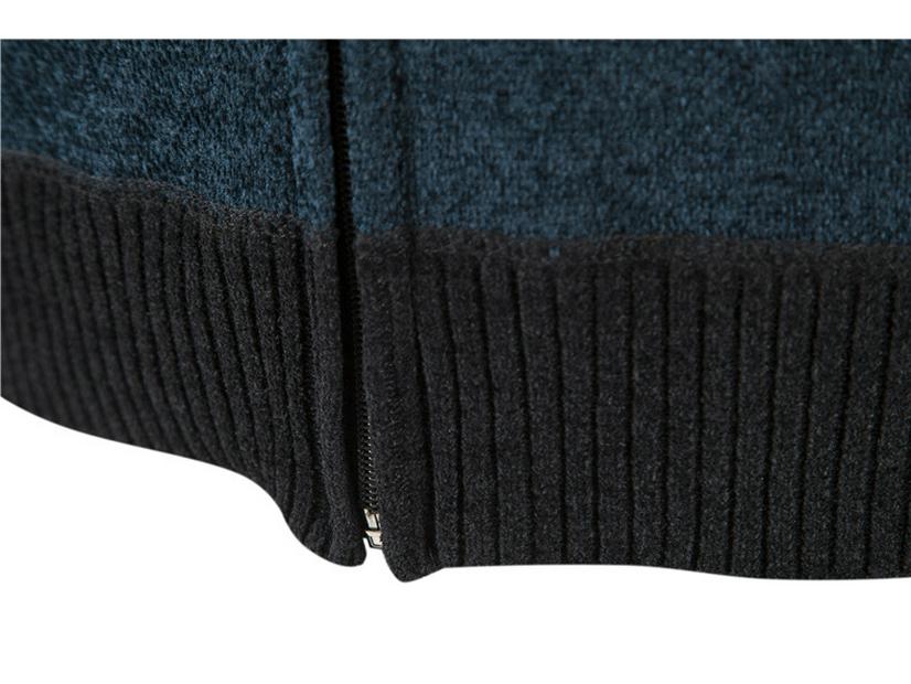 Men's Knitted Baseball Collar Cardigan: Thick Velvet, Long-Sleeved, Embroidered Winter Sweater Jacket.