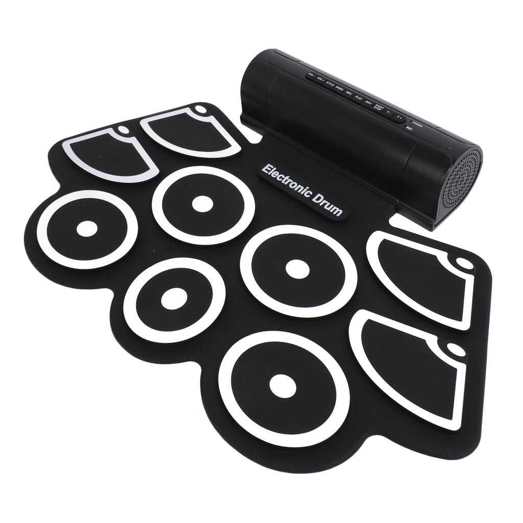 9 Pads Electronic Drum Set Silicone and ABS USB MIDI Interface Roll Up Drum Pad with 2 Drumsticks 2 