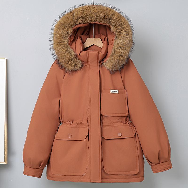 

Модные зимние пальто женские парки с капюшоном воротник из искусственного меха толстые теплые женские куртки XL оранжевый