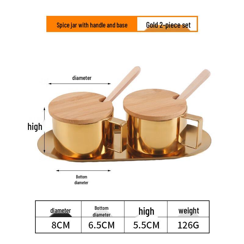 304 Stainless Steel Spice Jar Set with Wooden Lids