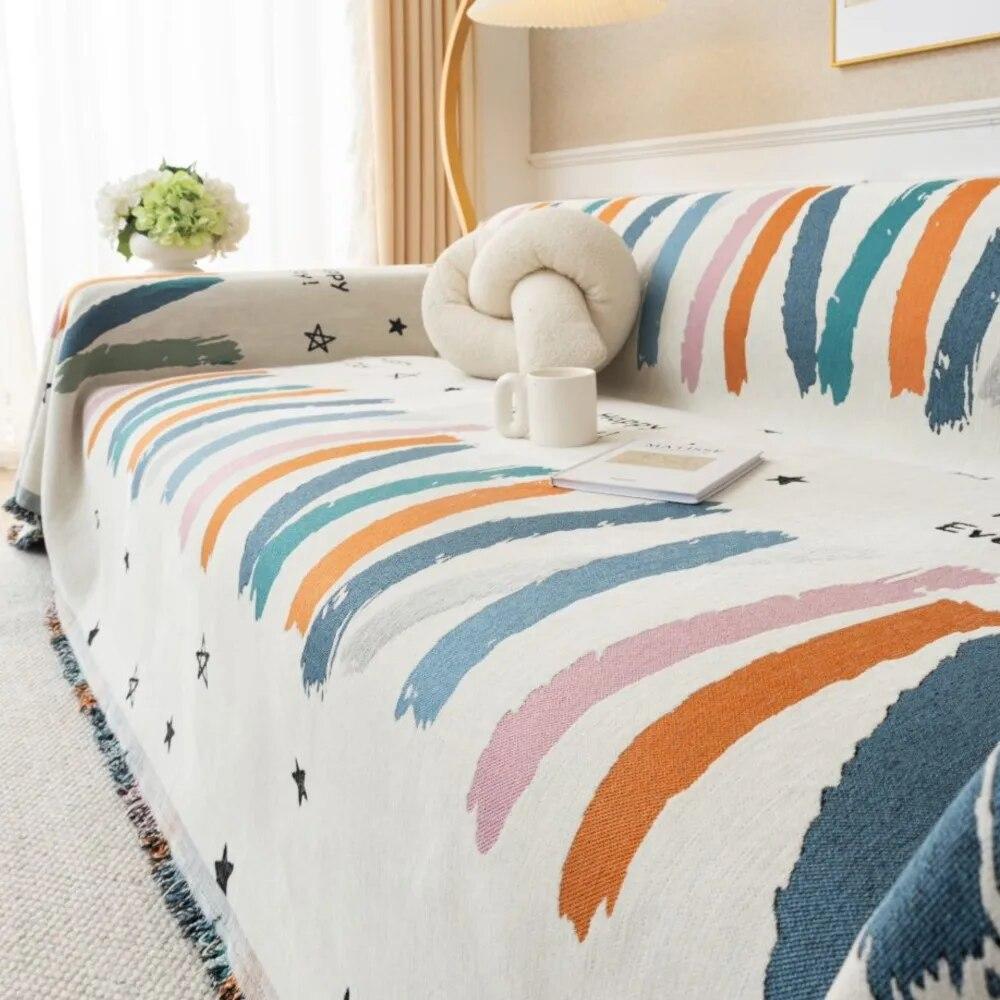 Line Graffiti Sofa Cover Towel  New Stars Sofa Cushion Lazy One Piece of Four Seasons Universal Chenille Blanket Carpet