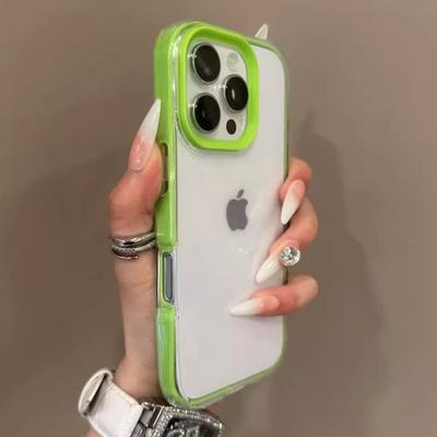 Transparente 2IN1 Stoßfeste Farbige Bumper Klare Panzerhülle für iPhone 16 15 14 Plus 13 12 11 Pro X XR XS Max Weiche Silikonhülle