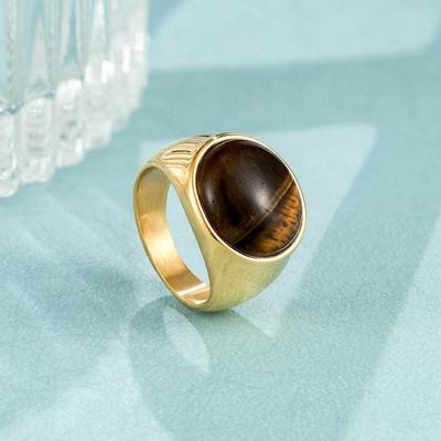 Pierścionek z tygrysiego oka w stylu vintage Saturn Ins Wiatr Dziewczyna Niszowy Design Pierścionek Biżuteria ze stali tytanowej