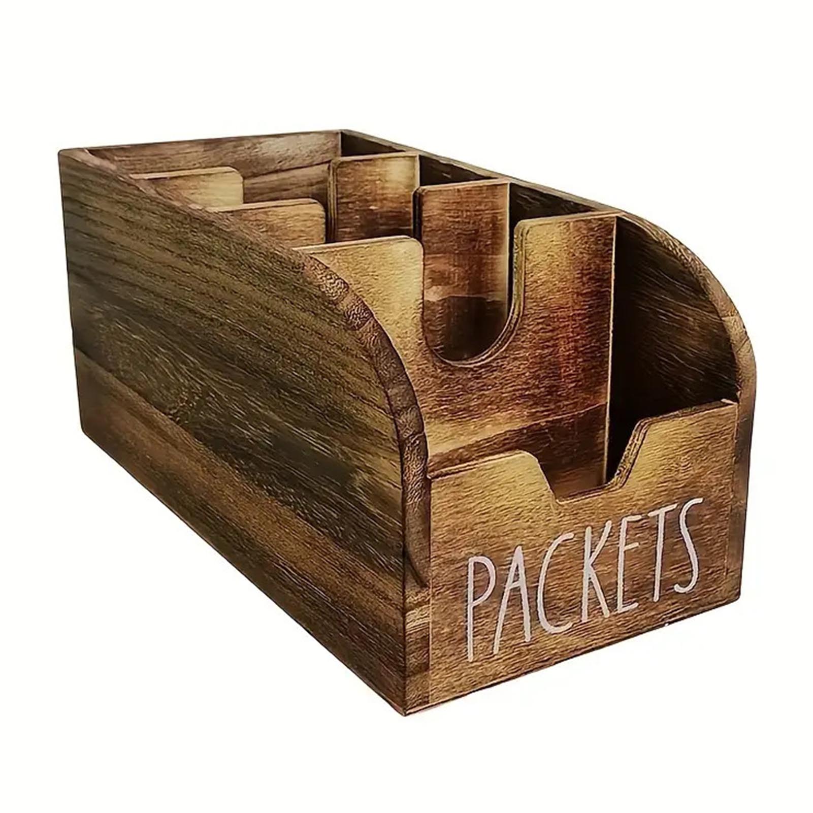 

Деревянный органайзер для хранения чайных пакетиков и кофе с 4 отделениями, контейнер для хранения кухонных мелочей, подходит для хранения закусок и пакетиков со специями