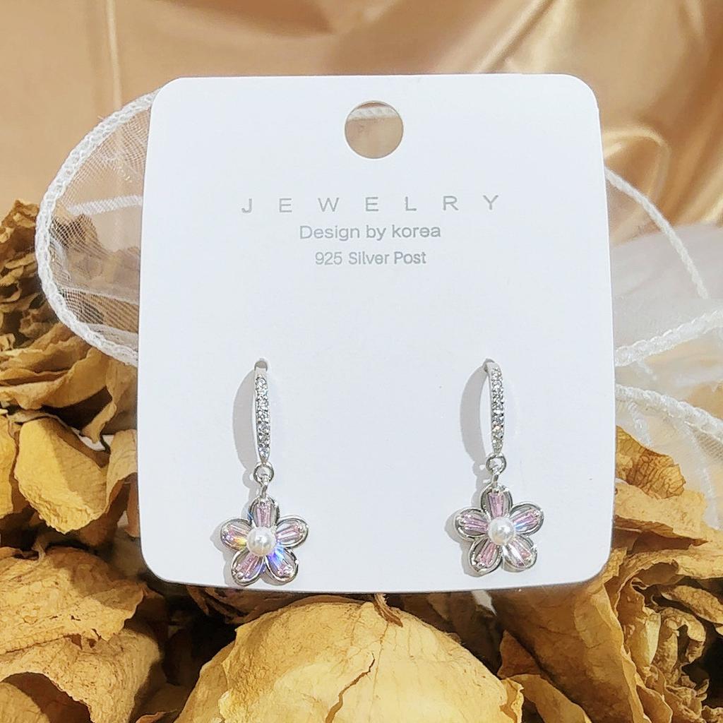 Japan and Korea S925 Sakura Necklace for Women, Fashionable Peach Blossom New Fresh Set Necklace, Light Luxury Jewelry