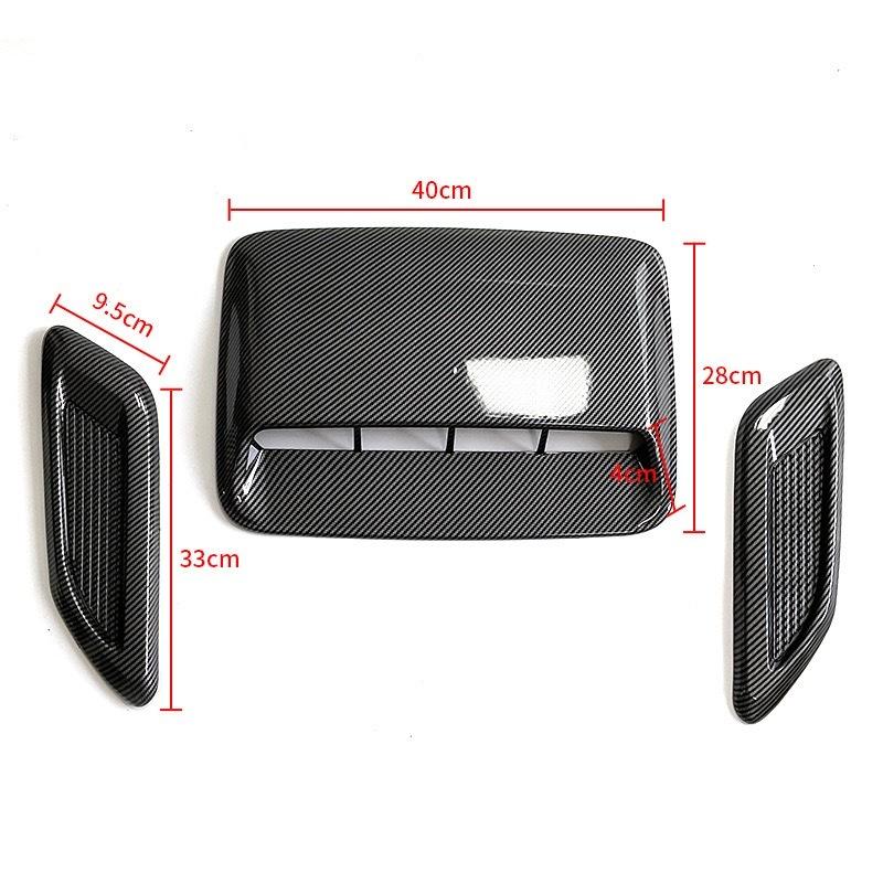 3PCS Universal Car Air Flow Intake Hood Scoop Vent Bonnet Decorative Cover Center Side Air Outlet Hood Auto Exterior Accessories