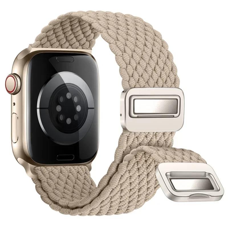 Nylon Band For Apple Watch Strap 44mm 40mm 45mm 46mm 49mm 41mm 38 Magnetic Braided Bracelet iWatch Series Se 7 6 8 9 10 Ultra 2