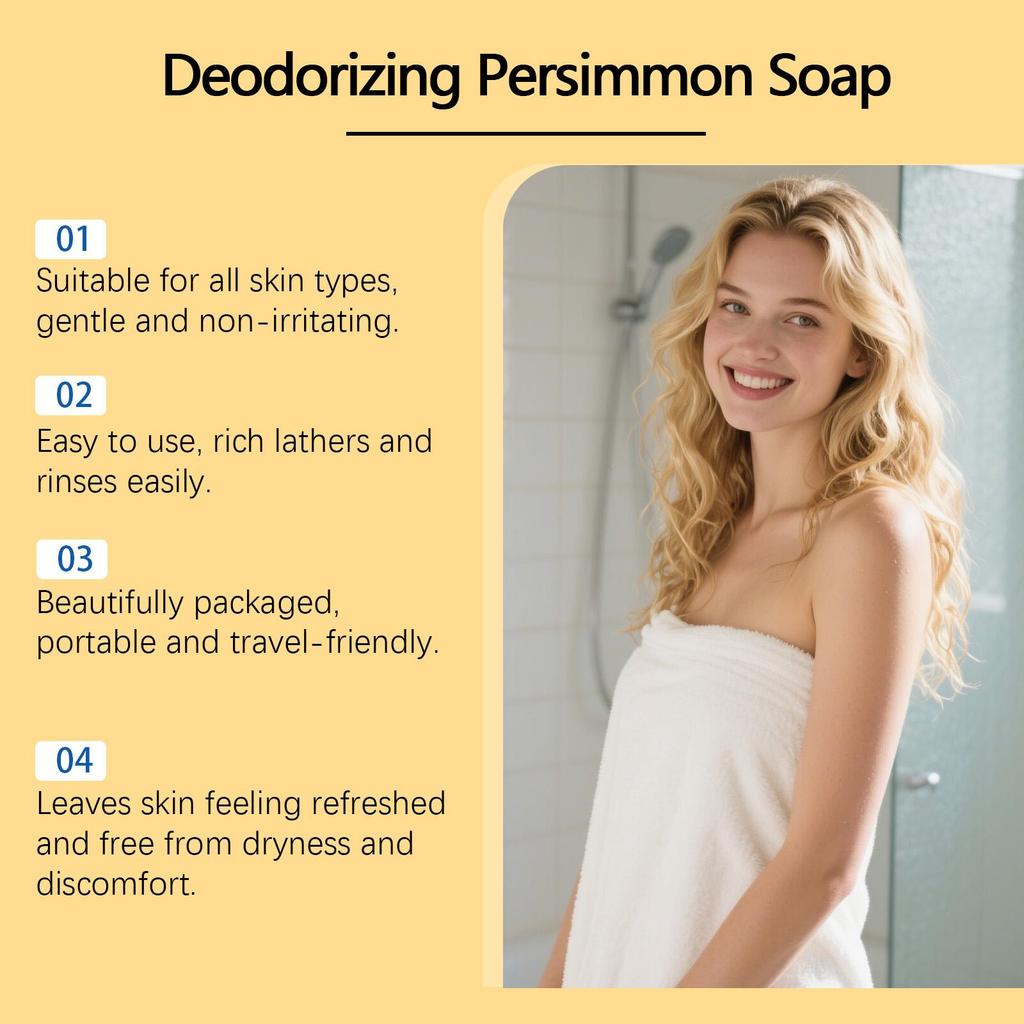 Persimmon Fresh Bath Soap Formula Gently Cleanses the Skin and Leaves Fragrance and Refreshing Household Daily Care Soap 100g