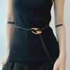 Niche Gold Metal Braided Leather Waist Chain - Simple Fashion for Autumn/Winter Coats