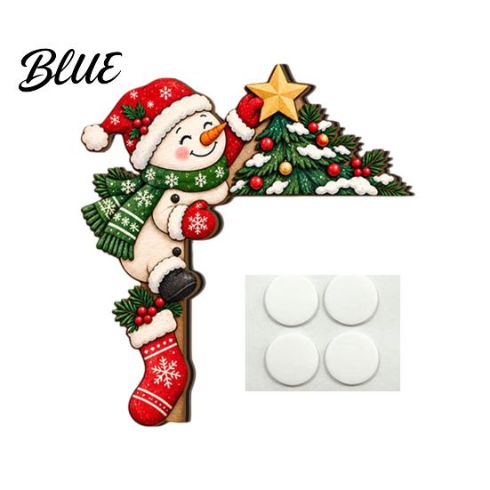 Seasonal Festive Store Display Wooden Christmas Door Topper 2D Flat Santa Claus Elk Snowman Cat Easy Install Frame Decor Corner Sign Funny