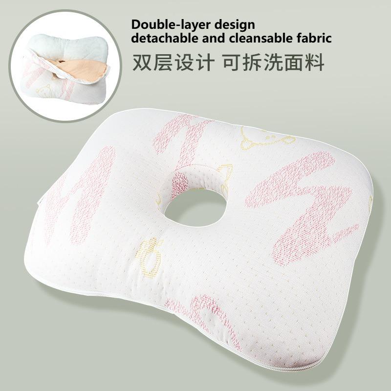 Soft Bamboo Fiber Single Hole Ear Pillow Elderly Patients Orthopedic Design Beauty Salon Adult Side Sleeping Pillow for Pressure