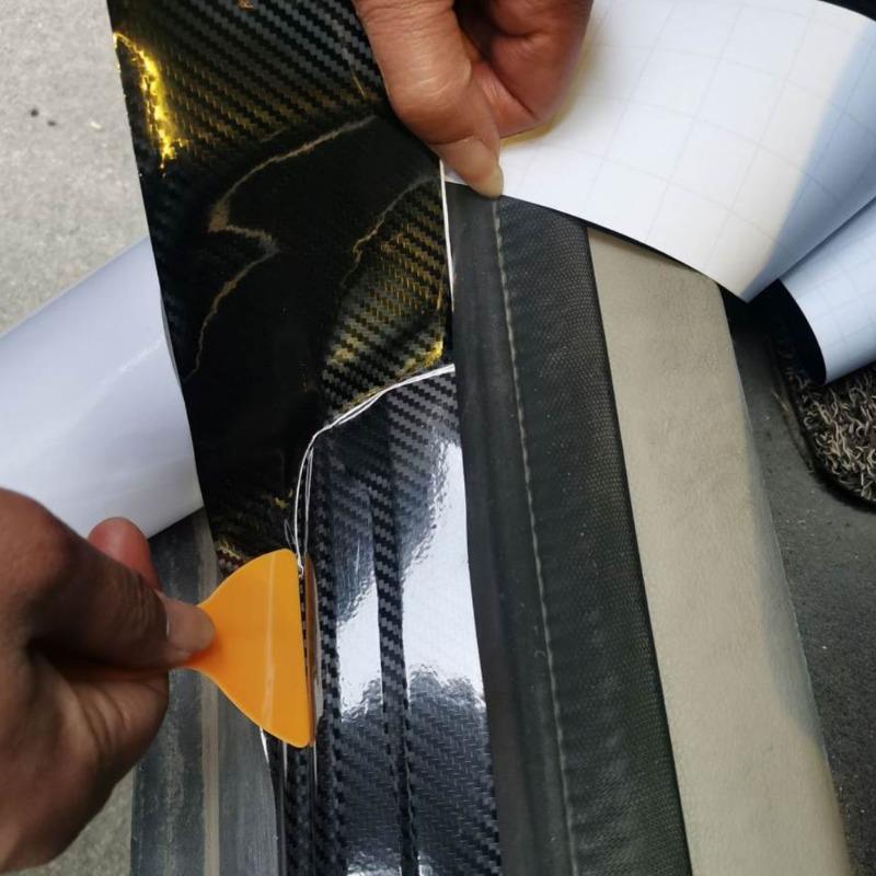 Autoaufkleber 3D Kohlefaser Karosserie Kratzer Dekor Aufkleber Autotürschwellenschutz Wasserdichtes Klebeband Styling Modifikation