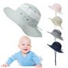 Bucket Hat Solid Color Mesh Patched Polyester Travel Hiking Fisherman Hat for Kids