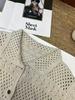 Korean Style Retro Knit Cardigan - Short Sleeve, Hollow-Out Design for Autumn/Winter