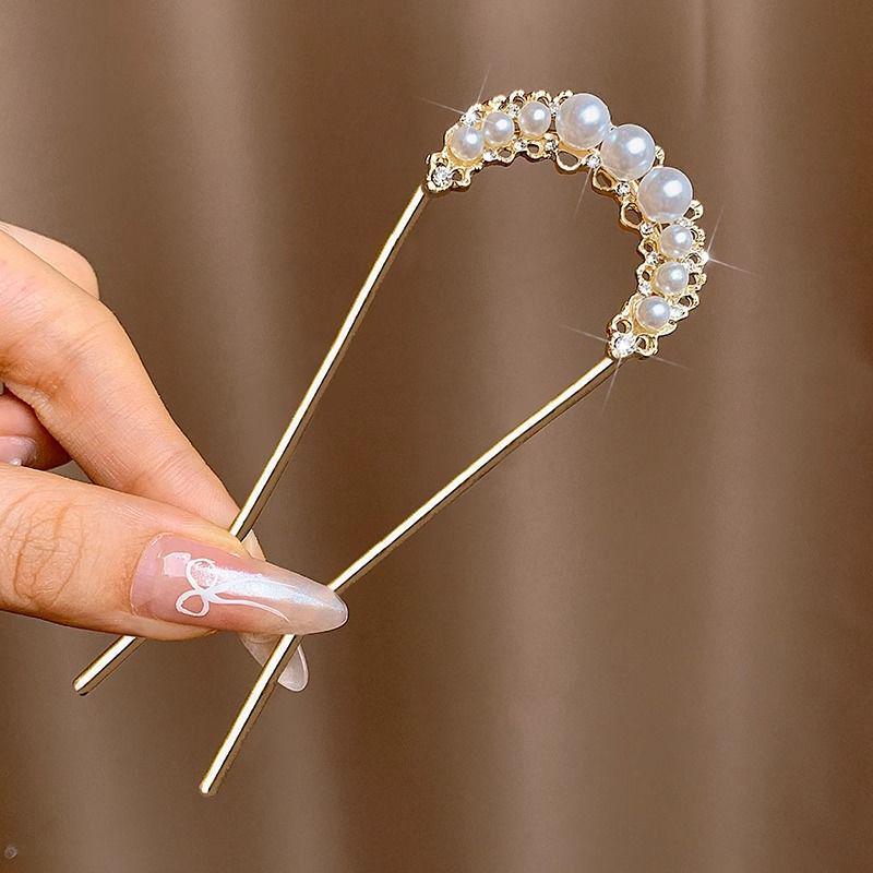 U-Shaped Pearl Women's Updo Hairpin 2025 - Elegant Insert Comb Headwear
