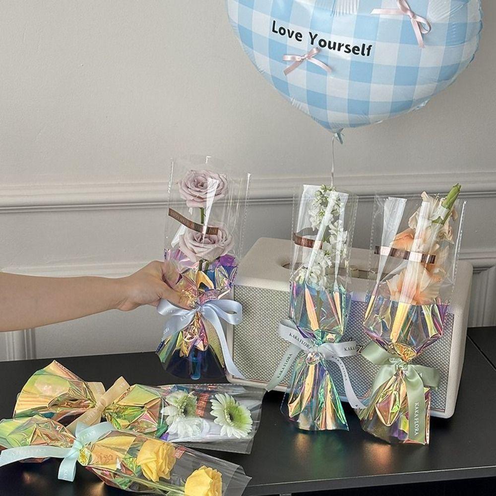 10pcs Romantic Bouquet Packaging Bags Colorful Flower Arrangement Bags  Teacher's Day