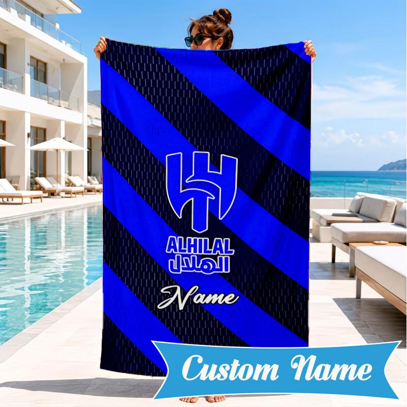 Custom Name Al FC Crest Beach Towel Microfiber Beach Towel, Lightweight and Quick-Dry, for Summer Travel, Swimming Pool Gift