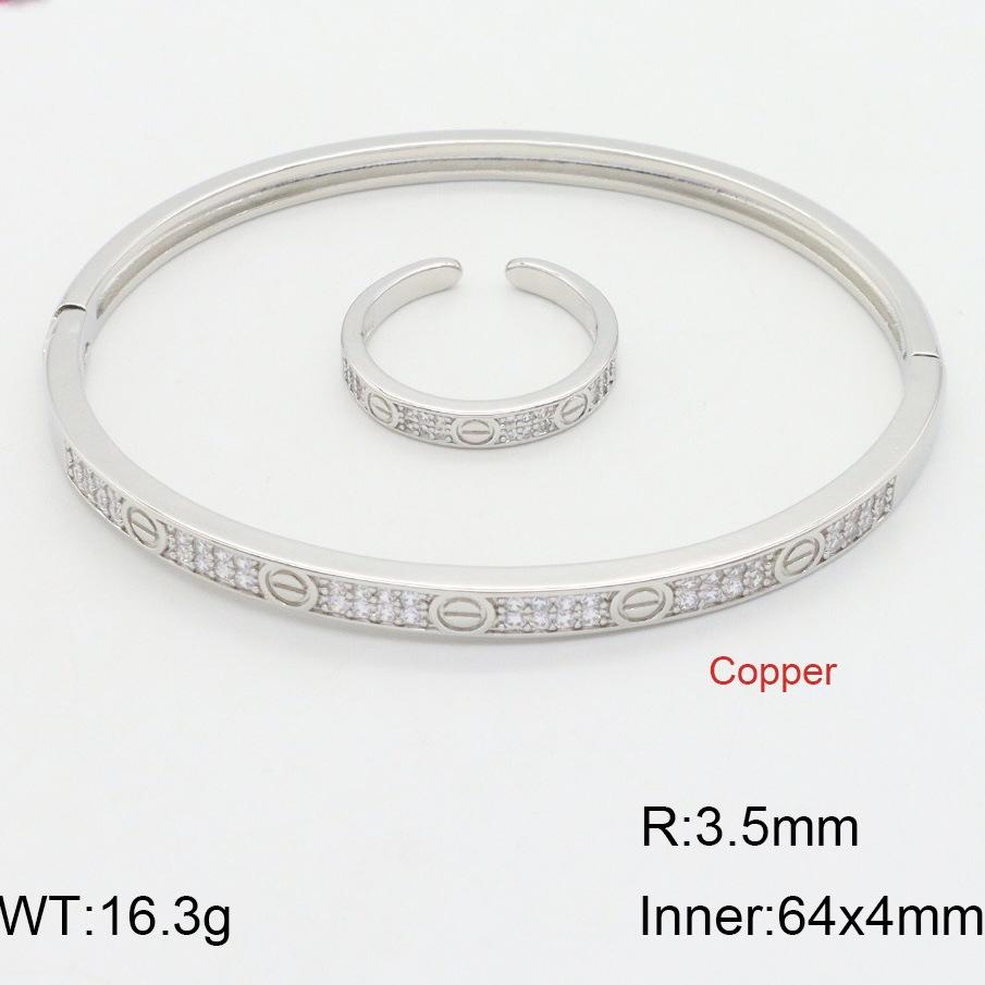 

Light luxury high-end feeling full of diamonds, smooth nails, bracelet, ring set, fashionable, simple and versatile, cold 2026 18CM