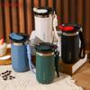 350/500ml Cute Insulated Coffee Cup, 304 Stainless Steel Vacuum Mug, Portable Travel Cup with Strap