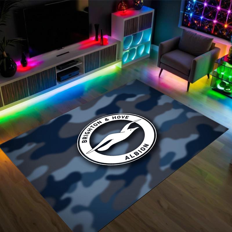 Brighton & Hove Albion Football Design Crystal Velvet Carpet Cozy Non?Slip Printed Rug For Bedroom Living Room Entrance