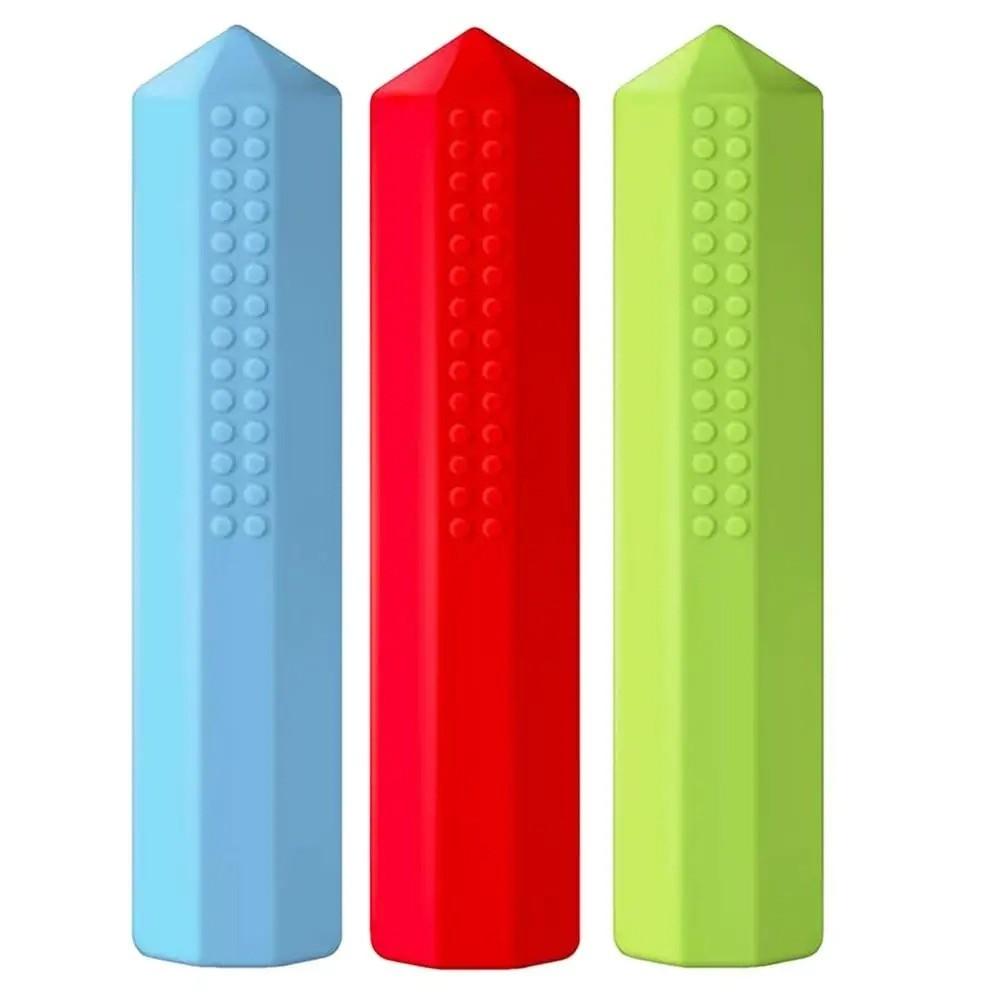 2pcs/set Silicone Teether Pencil Cap Eco-Friendly Pencil Protective Case  Kids Student Supplies