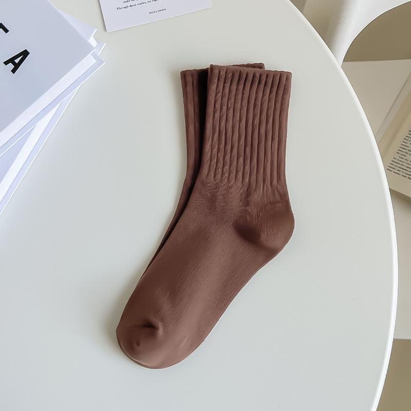 Women's Mid-Calf Pure Cotton Antibacterial Vertical Stripe Sports Socks - Spring & Autumn Y2K Style, Odor-Resistant, Slimming & Casual