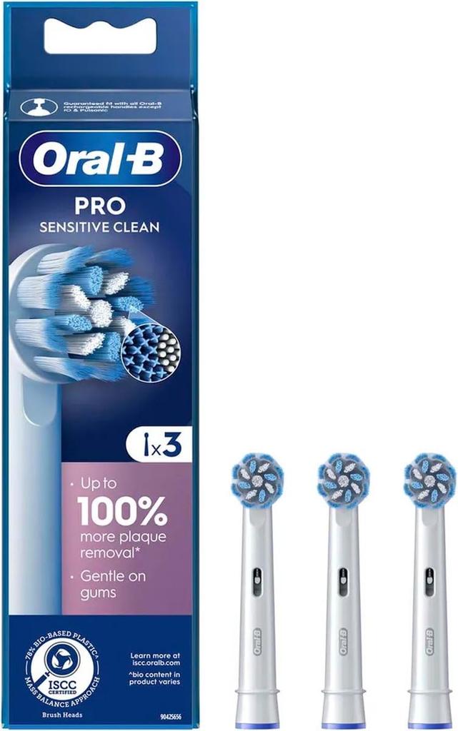 Braun Oral-B Sensitive Clean PRO Replacement Brushes, Soft Ultra-Fine Bristles, 3-Pack, Genuine Packaging, EB60X-3 [Parallel Import]