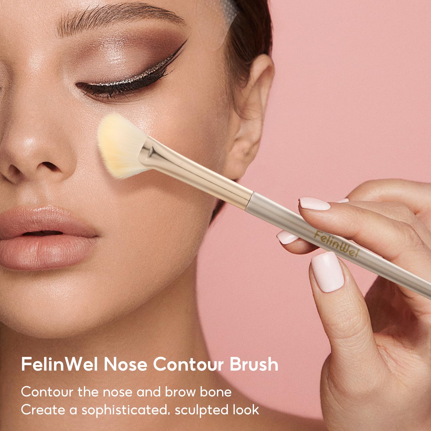 FelinWel Nose Contour Brush Half Fan-shape Makeup Brush for Precise Contouring, Soft Bristles, Versatile Use