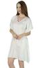 Bimba Women Short White Rayon Kaftan Slight Sheer Coverup Caftan Sleep Shirt