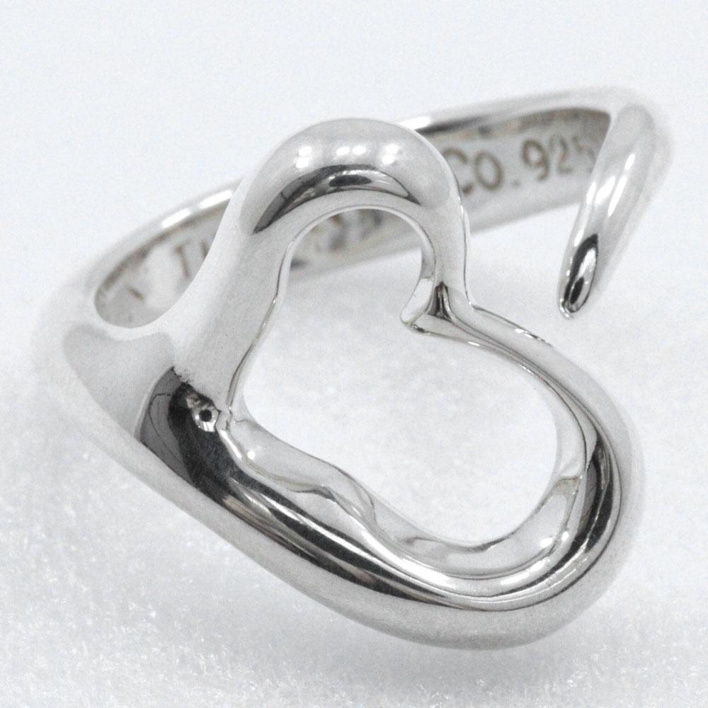 TIFFANY&Co. Open Heart Ring Elsa Peretti Silver925 #4.9(US Size) Heart 4.7g Women Used